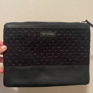 St.John Tweed Leather Evening Clutch